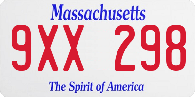 MA license plate 9XX298
