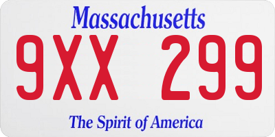 MA license plate 9XX299