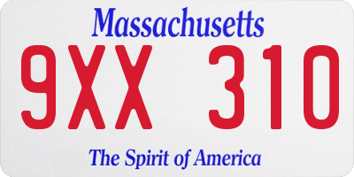 MA license plate 9XX310