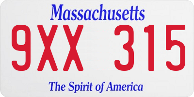 MA license plate 9XX315