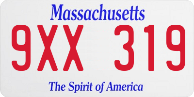MA license plate 9XX319