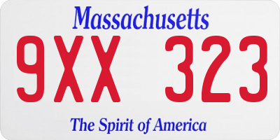 MA license plate 9XX323