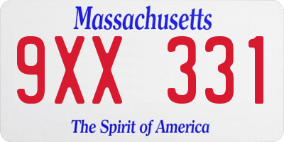 MA license plate 9XX331