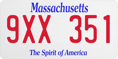 MA license plate 9XX351