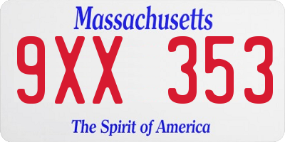 MA license plate 9XX353
