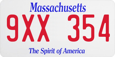 MA license plate 9XX354