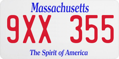 MA license plate 9XX355