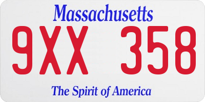MA license plate 9XX358