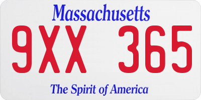 MA license plate 9XX365