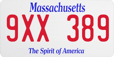 MA license plate 9XX389