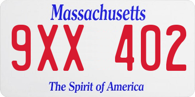 MA license plate 9XX402