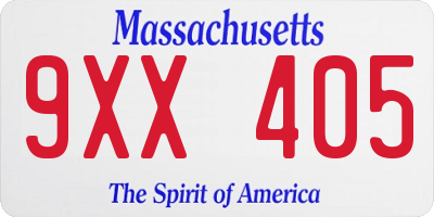MA license plate 9XX405