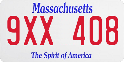 MA license plate 9XX408