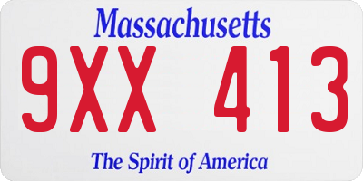 MA license plate 9XX413