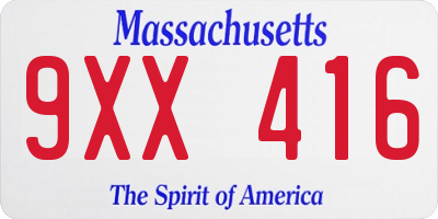 MA license plate 9XX416