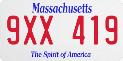 MA license plate 9XX419