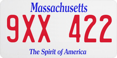MA license plate 9XX422