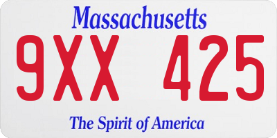 MA license plate 9XX425