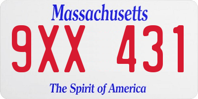 MA license plate 9XX431
