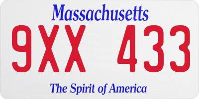 MA license plate 9XX433