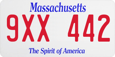 MA license plate 9XX442
