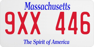 MA license plate 9XX446