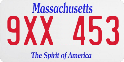 MA license plate 9XX453