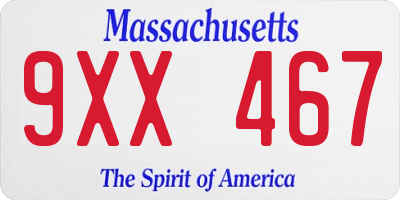 MA license plate 9XX467
