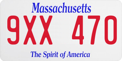 MA license plate 9XX470