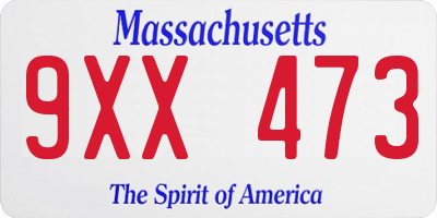 MA license plate 9XX473