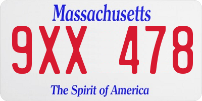 MA license plate 9XX478