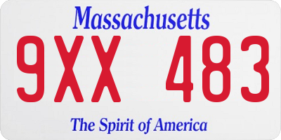 MA license plate 9XX483
