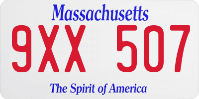 MA license plate 9XX507