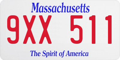 MA license plate 9XX511