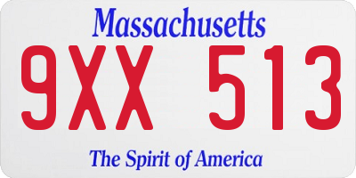 MA license plate 9XX513