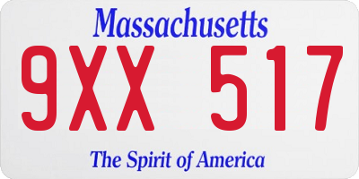 MA license plate 9XX517