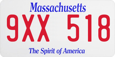 MA license plate 9XX518