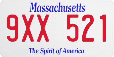 MA license plate 9XX521