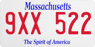 MA license plate 9XX522