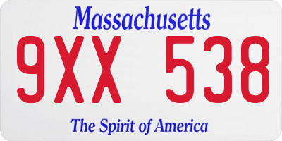 MA license plate 9XX538