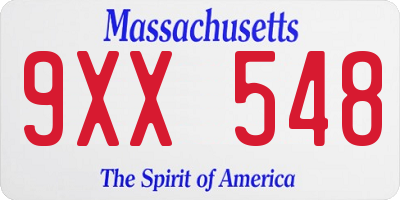 MA license plate 9XX548
