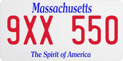 MA license plate 9XX550