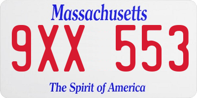 MA license plate 9XX553