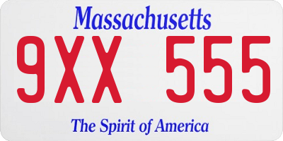 MA license plate 9XX555