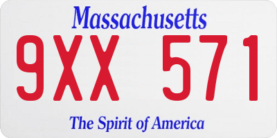 MA license plate 9XX571
