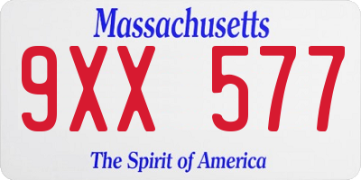 MA license plate 9XX577