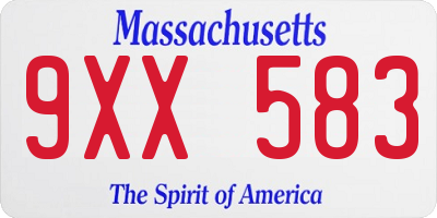 MA license plate 9XX583