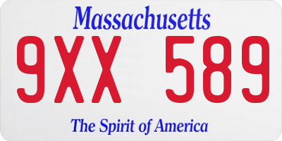 MA license plate 9XX589