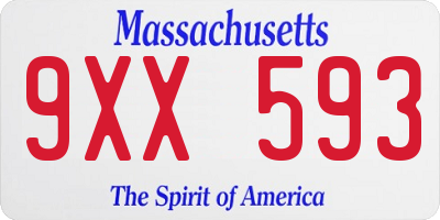 MA license plate 9XX593