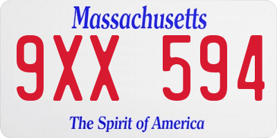 MA license plate 9XX594